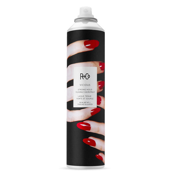 9.5 ounce can of R+Co Vicious Strong Hold Flexible Hairspray