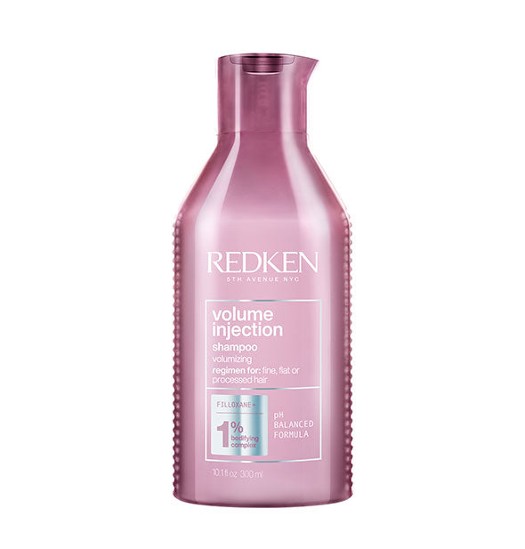 10.1 ounce pink bottle of Redken Volume Injection Shampoo