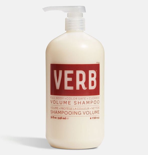 Liter bottle of Verb Volume Shampoo with pump nozzle