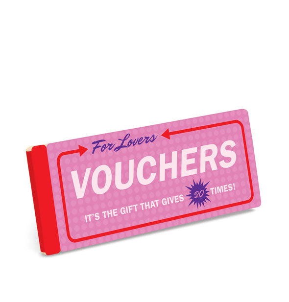 Pink and red booklet of Vouchers for Lovers