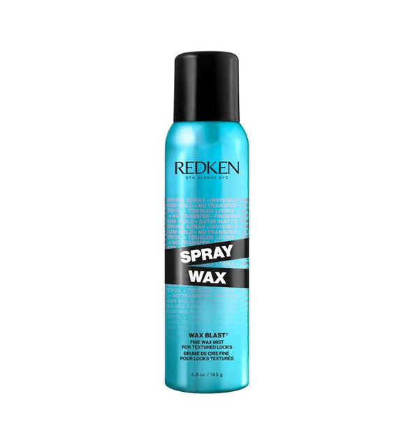 Blue and black can of Redken Spray Wax Wax Blast
