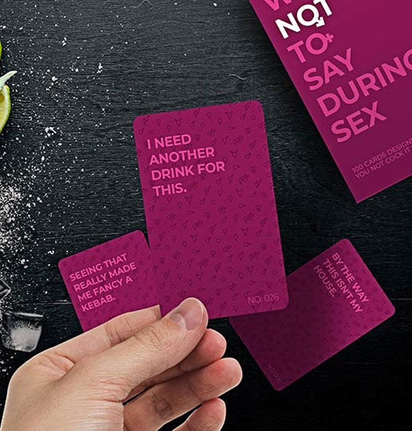 Sample cards from the What Not to Say During Sex pack