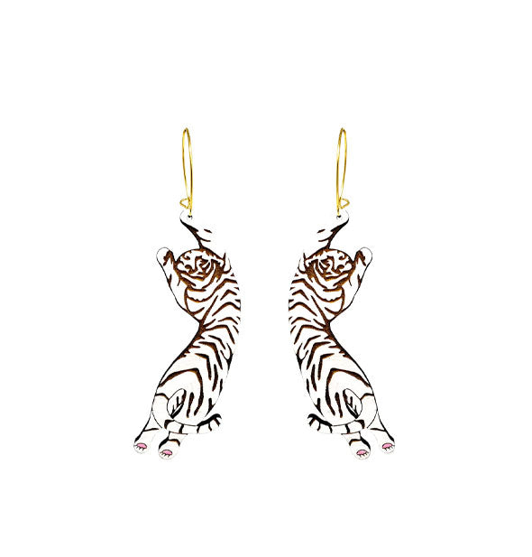 Pair of white Tiger Hoop Earrings