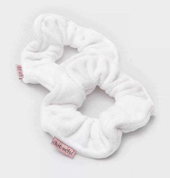 Two white Kitsch microfiber hair scrunchies