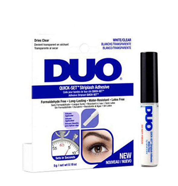 White Clear Duo Quick Set  Striplash Adhesive Water Resistant Latex Free 