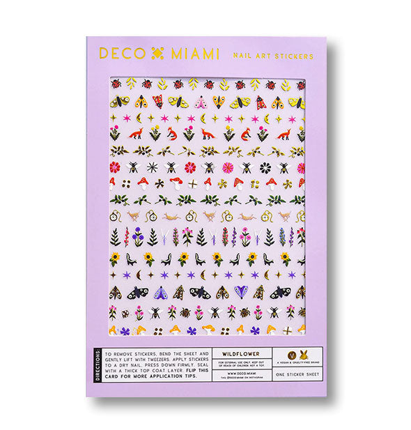 Pack of Deco Miami Nail Art Stickers with insect and flower designs