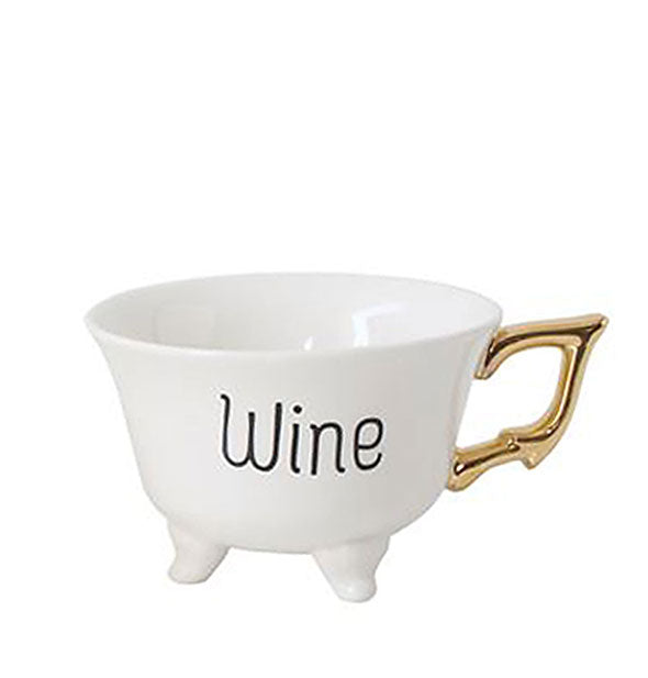 Wine footed teacup with gold handle