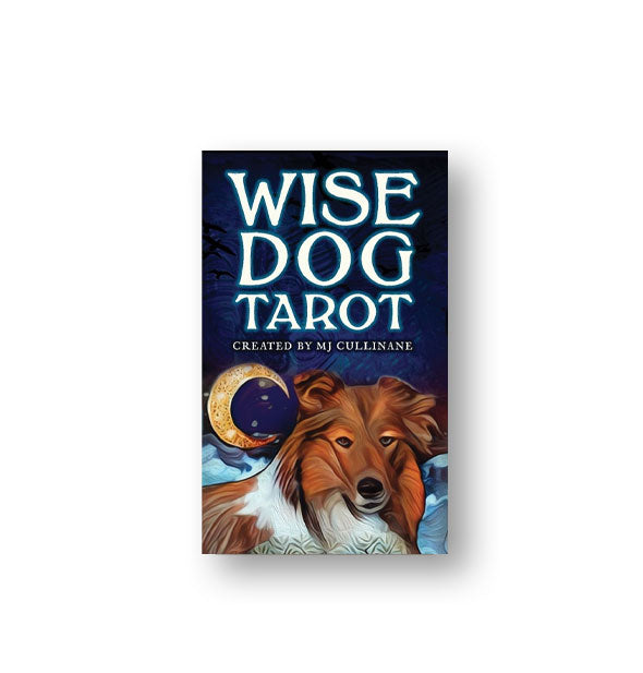 Cover of Wise Dog Tarot with illustration of a collie and crescent moon