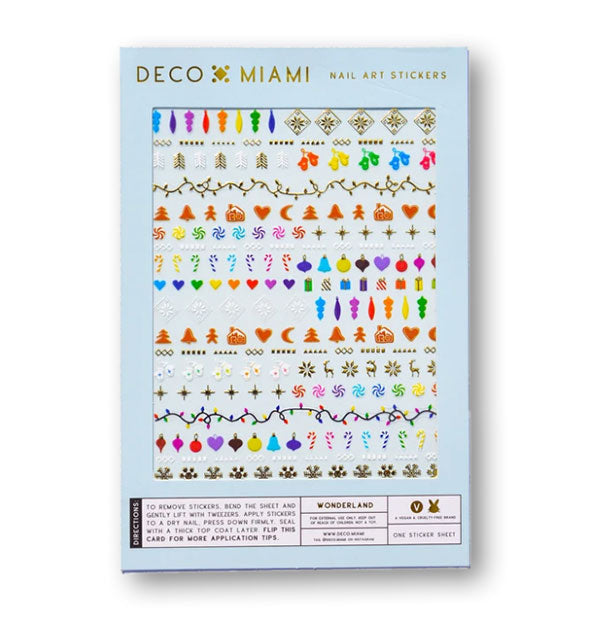 Pack of Deco Miami Nail Art Stickers with winter holiday-themed designs