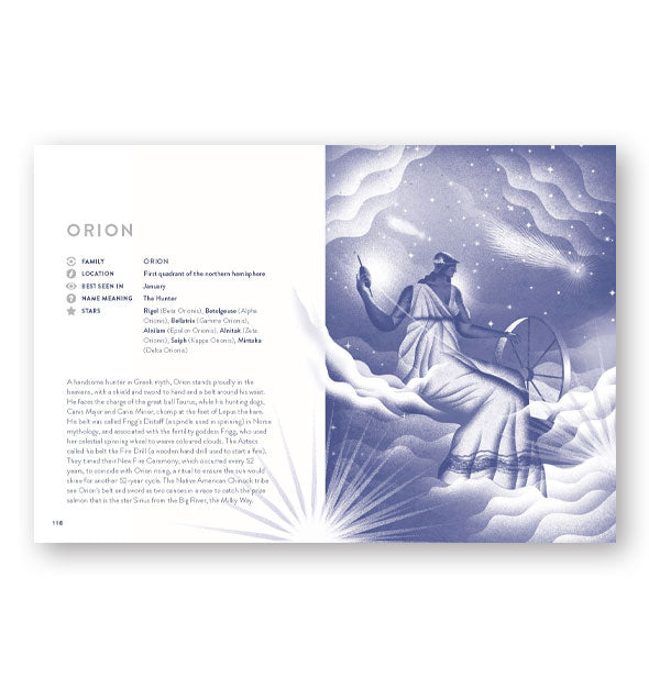 Page spread from Written in the Stars features an illustrated chapter on Orion