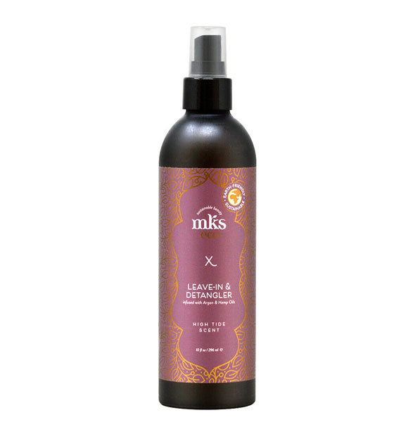 10 ounce bottle of MKS eco X Leave-In & Detangler with purple and gold label