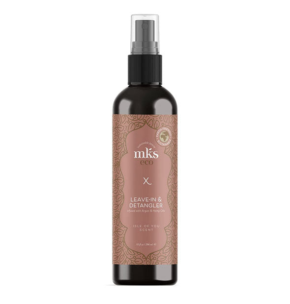 10 ounce brown bottle of Isle of You scent MKS Eco X Leave-In & Detangler with rosy-brown label