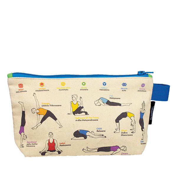 The Yoga Zipper Bag with various yoga poses