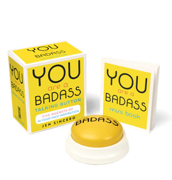 You Are a Badass Talking Button Kit with box, booklet, and button shown