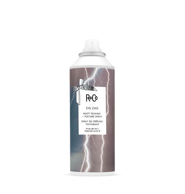 5 ounce can of R+Co Zig Zag Root Teasing + Texture Spray