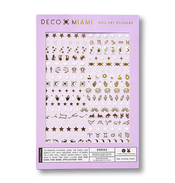 Pack of Deco Miami Nail Art Stickers with metallic gold zodiac-themed designs