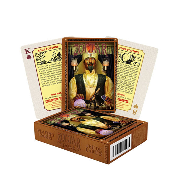 Box and samples of Zoltar Speaks playing cards